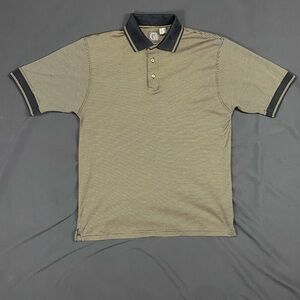 Men's Polo Shirt with Stripes - Black and Tan